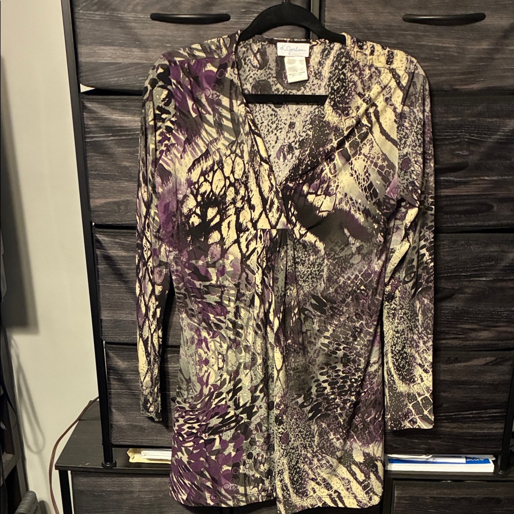 K Jordan Purple and Cream Patterned Dress